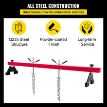 Load image into Gallery viewer, Car Strut Tower Engine Support Crossbar 1100LBS/500KG Load Capacity Adjustable Height with 2 Rotating Hoists 2 Heavy-Duty Steel Chains
