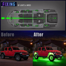 Load image into Gallery viewer, 12V LED Underbody Rock Lights 4/6/8/10/12 Pod Chassis Lights Multicolor APP Control RGB Waterproof