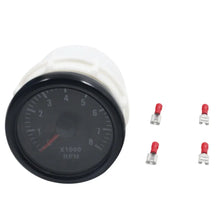 Load image into Gallery viewer, Black Car Smoke Tachometer 2" 52mm Tinted 0-8(x1000) RPM Tacho Gauges Red LED Illuminated needles LED super white display