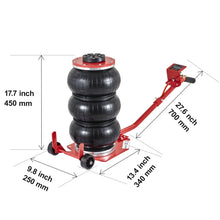 Load image into Gallery viewer, 3 Ton / 5 Ton Triple Bag Pneumatic Jack Air Jack Quick Lift Heavy Duty Car Repair Jacks Folding Rod Jacks with Two Wheels
