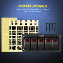 Load image into Gallery viewer, 12V/24V 5 Gang Rocker Switch Panel 5 Pin On Off Toggle Aluminum Holder Dash Pre-Wired Red Backlit Switches for Automotive Cars Marine Boats RVs Truck