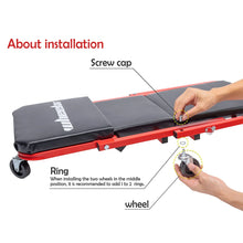 Load image into Gallery viewer, 3-in-1 Rolling Mechanic Creeper Z Seat, Foldable Garage Chair Lay Down Sit Lean Back, Under Car Shop Auto Repair, Red Black