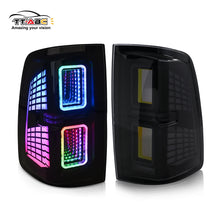 Load image into Gallery viewer, 2pcs Pair RGB LED Smoked Animated Tail Lights  For 2009-2018 Dodge RAM 1500 2013-2018 2500 Car Start Up Animation  Sequential Turn Signal Rear Lamps