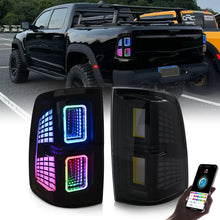 Load image into Gallery viewer, 2pcs Pair RGB LED Smoked Animated Tail Lights  For 2009-2018 Dodge RAM 1500 2013-2018 2500 Car Start Up Animation  Sequential Turn Signal Rear Lamps
