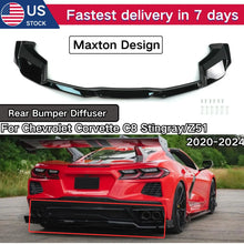 Load image into Gallery viewer, Gloss Black/Carbon Fiber Style Rear Bumper Lower Diffuser For 2020-2024 Chevrolet Corvette C8 Stingray/Z51 Maxton Design Rear Bumper Diffuser Non-Widebody Cars Accessories Body Kit