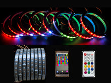 Load image into Gallery viewer, 5V Music Syncing 8pcs 6.5" RGB Chasing LED Speaker Rings Car Truck Audio Light Kit Interior Door Speaker Ambient Lighting