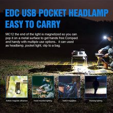 Load image into Gallery viewer, TrustFire MC12 EDC Powerful LED Headlamp 1000Lumens Magnetic Rechargeable Head Lamp XP-L HI Auto Repair Camping Torch Flashlight