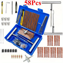 Load image into Gallery viewer, 34/58pcs Auto Tire Repair Puncture Repair Tool Kit Car Van Motorcycle Bike Emergency Heavy Duty Tubeless Tire Repair Rivet Set