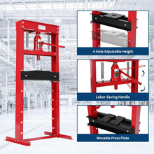 Load image into Gallery viewer, 6/12/20 Ton Hydraulic H-Frame Shop Press Heavy-Duty Steel, Adjustable Height Table, Dual Arbor Plates Ideal for Garage Car Repair, Bending & Pressing