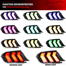 Load image into Gallery viewer, 2pcs Pair LED RGB Sequential Turn Signal Tail Lights For 2015-2023 Ford Mustang S550 V6 V8 Color Change Sequential Turn Signal Rear Lamps Assembly