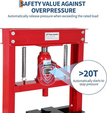 Load image into Gallery viewer, 6/12/20 Ton Hydraulic H-Frame Shop Press Heavy-Duty Steel, Adjustable Height Table, Dual Arbor Plates Ideal for Garage Car Repair, Bending & Pressing