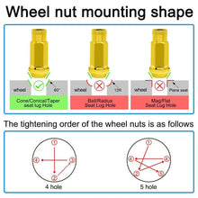 Load image into Gallery viewer, 20pc 48mm Steel Wheel Lug Open End Extended Nuts Set M12x1.5mm + Key For Honda Toyota Mitsubishi Mazda Ford Kia Hyundai Chevy Buick Not For Wheels With Mag/Ball Seats