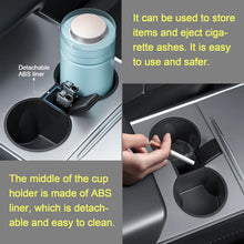Load image into Gallery viewer, TPE Non-Slip Center Console Water Cup Drink Holder Insert W/ Divider Ashtray For 2021-2023 Tesla Model 3 / Y