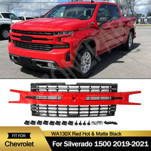 Load image into Gallery viewer, Red Hot & Black Mesh Front Replacement Grille For 2019-2021 Chevrolet Silverado 1500 LT RST Front Grille Assembly WA130X