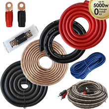 Load image into Gallery viewer, 5000 Watts 0 AWG Guage Complete Car Audio Amplifier Installation Kit Cable Wire Sub Subwoofer AMP RCA Power Cable Sub Wiring Install Kit