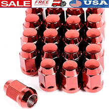 Load image into Gallery viewer, Pack of 20 Red Locking Wheel Lug Nuts 1/2-20 Alloy Steel Custom Lug Nuts