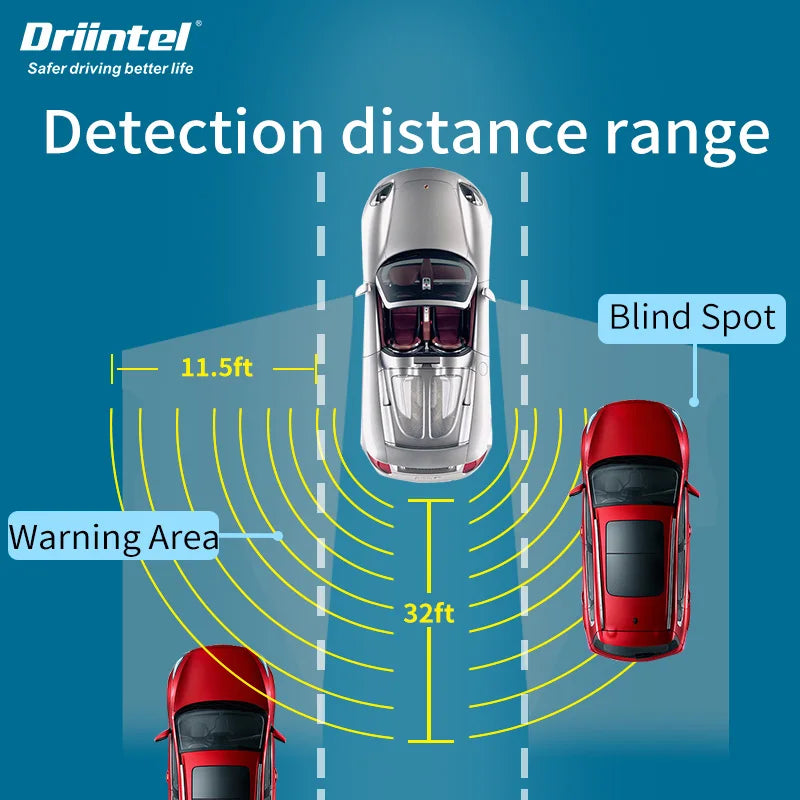 Millimeter Microwave Radar Blind Spot Detection System BSD BSA BSM Microwave Blind Spot Monitoring Change Lane Aided Parking With 2mm Radar Probes, 2 LED Lights, Buzzer