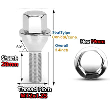 Load image into Gallery viewer, 20pcs Black Works Racing Chrome Carbon Steel Wheel Lug Nuts 12x1.25 For 2014-2022 Jeep Cherokee / Renegade QC-045 2018-2023 Jeep Compass 2012-2016 Dodge Dart Not Fit For Iron Wheels
