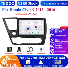 Load image into Gallery viewer, Hizpo 9&#39;&#39; 2 DIN Android 12 Carplay Multimedia Player Car Radio For 2013-2016 Honda Civic Navigation GPS Carplay Auto 4G WIFI 7862 Car Intelligent Player
