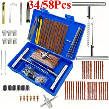 Load image into Gallery viewer, 34/58pcs Auto Tire Repair Puncture Repair Tool Kit Car Van Motorcycle Bike Emergency Heavy Duty Tubeless Tire Repair Rivet Set
