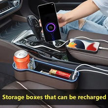 Load image into Gallery viewer, 2pcs Car Seat Gap Padding Storage Box With Cup Holder USB Charging  Stylish LED Light
