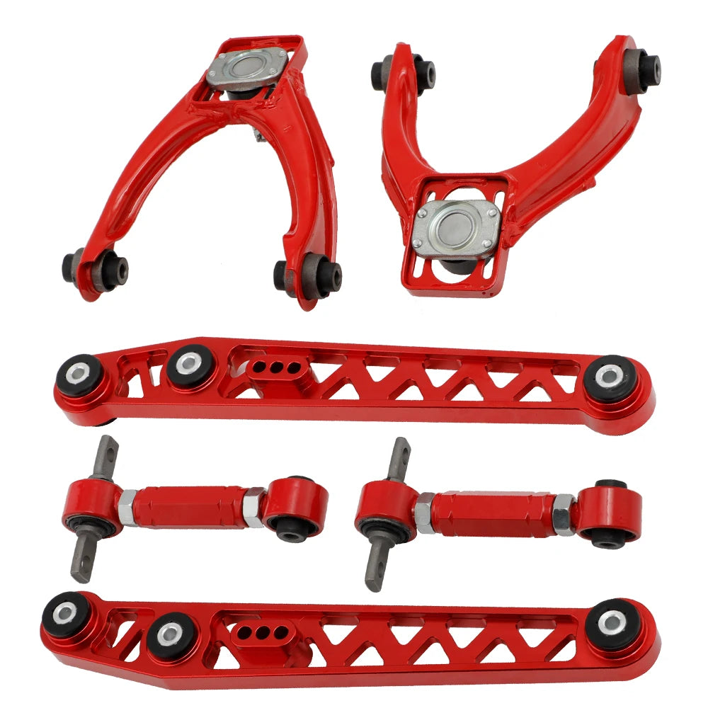New Aluminum Rear Lower Control Arms + Front Upper Control Arms + Front & Rear Camber Kit For Lowering 1996-2000 Honda Civic