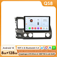 Load image into Gallery viewer, Wireless CarPlay 2 Din Android 14 Car Stereo For 2006-2011 Honda Civic Left Driving Autoradio RDS FM DSP Audio GPS Navigation WiFi Player Bluetooth Handsfree 8 Core Car Intelligent System

