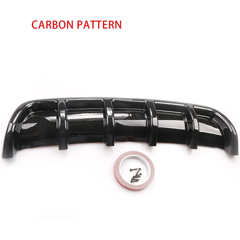Universal Car Rear Bumper Cover Lower Spoiler Diffuser Splitter Carbon Fiber Style Shark Fin Rear Bumper Guide Plate