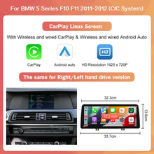 Load image into Gallery viewer, Wireless Carplay Android Auto Car Radio Multimedia Player Linux Display Screen For 2012-2017 BMW 5 Series F10 F11 CIC NBT
