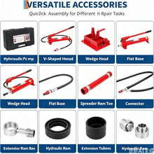 Load image into Gallery viewer, Heavy Duty 10 Ton Porta Power Hydraulic Jack Ram Kit - Hand Pump 3.9/4.7 ft | Oil Hose Options, Auto Body Frame Repair Set
