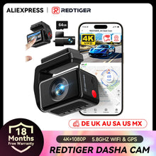 Load image into Gallery viewer, REDTIGER A4 Dash Camera Front &amp; Rear 4K Dash Cam  Drive Recorder For WiFi GPS Car DVR For 24H Parking Mode Black Box for Car
