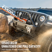 Load image into Gallery viewer, 12V Offroad Emergency 13500lbs Electric Winch With 80ft Synthetic Rope 65.6&#39; Foot Range Wireless &amp; Wired Remote Control
