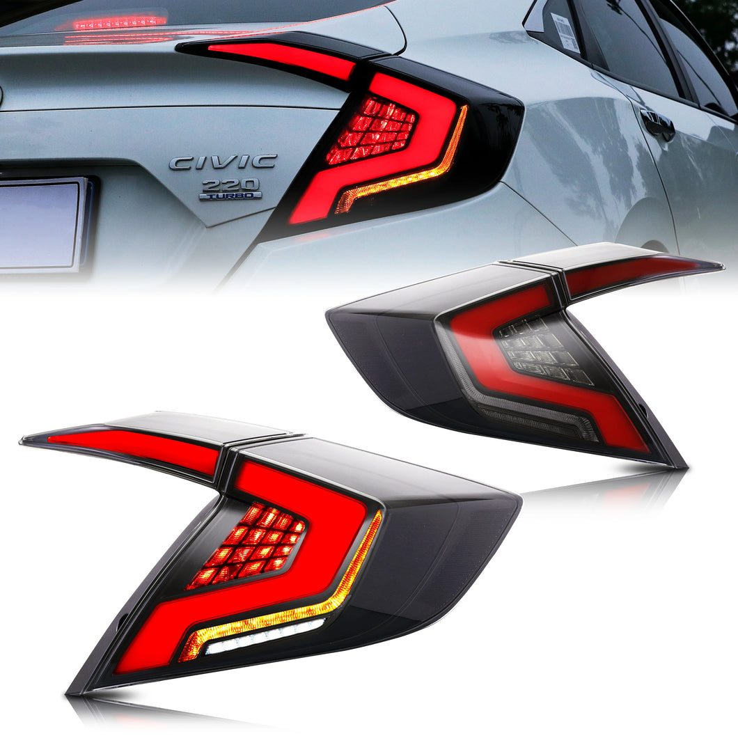 4pcs LED Tail Lights For 2016-2021 Honda Civic Sedan 10Th Gen Start Up Animation Sequential Turn Signal Rear Lamp Assembly (Not for hatchback & Coupe)