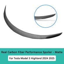 Load image into Gallery viewer, Real Carbon Fiber Matte/Gloss Trunk Lid Spoiler Wing For 2025-2026 Tesla Model Y Juniper / For 2024-2025 Tesla Model 3 Highland Real Carbon Fiber Spoiler
