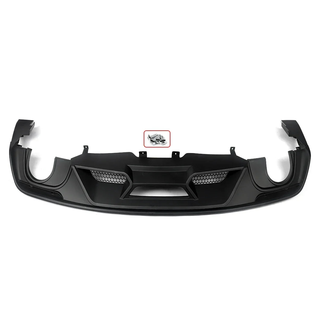 Matte Black GT500 Style Rear Bumper Lower Diffuser For 2015-2017 Ford Mustang Quad/Dual Exhaust