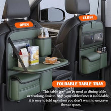 Load image into Gallery viewer, Car Backseat Organizer With Foldable Table Tray, Hanging Storage Bag With Phone Holder, Premium PU Leather Material
