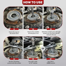 Load image into Gallery viewer, 50pcs Strut Nut Socket Set with Pass-Thru Ratchet Wrench &amp; Case Master Suspension Strut Top Mount Nut Removal Install Automotive with Ratchet Adaptors
