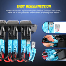 Load image into Gallery viewer, 12V/24V 5 Gang Rocker Switch Panel 5 Pin On Off Toggle Aluminum Holder Dash Pre-Wired Red Backlit Switches for Automotive Cars Marine Boats RVs Truck
