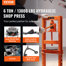 Load image into Gallery viewer, VEVOR Hydraulic Shop Press, 6/12 Ton H-Frame Hydraulic Garage/Shop Floor Press, Adjustable Shop Press with Press Plates
