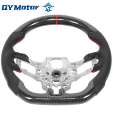 Load image into Gallery viewer, Real Carbon Fiber Steering Wheel Perforated Black Leather Red Stitch Fit for 2015-2023 Ford Mustang GT / EcoBoost  Shelby Sport Racing Wheel
