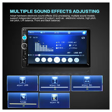Load image into Gallery viewer, Universal 7" Inch Touch Screen Bluetooth 2 Din Car Radio Stereo HD Car Stereo Auto Audio Multimedia Player MP5 USB TF FM EQ
