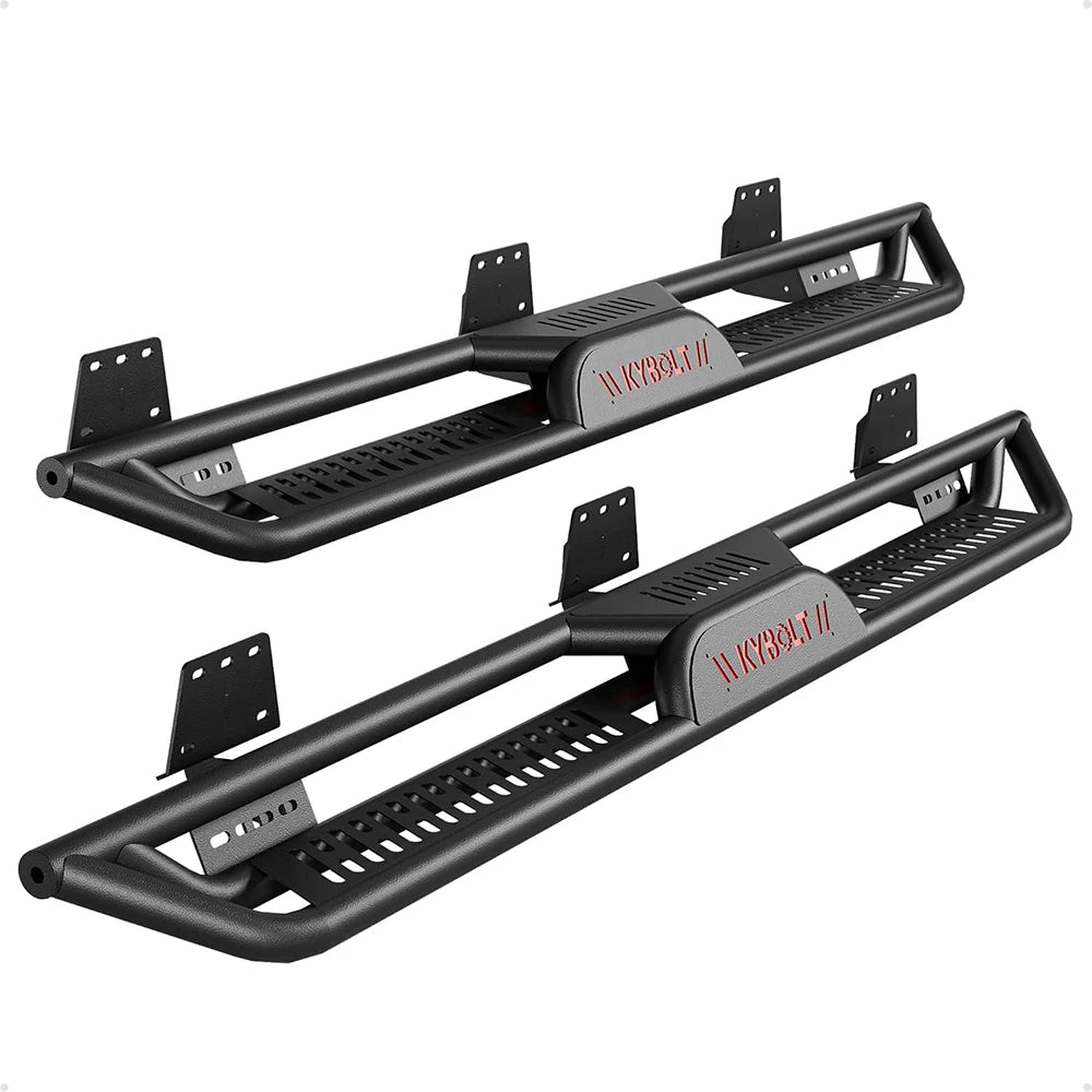 1 Pair Black Double-step Running Boards 6.5 Inches For 2019-2023 Dodge Ram 1500 Crew Cab New Body Style Not For Classic Style
