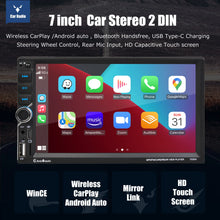 Load image into Gallery viewer, Universal Car Touch Screen 2 Din 7 Inch Wireless Apple Carplay Android Auto Car Stereo Radio AUX FM Bluetooth USB TF Link

