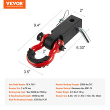 Load image into Gallery viewer, 2&quot; Inch D-Ring Shackle Hitch Receiver with Trailer Hitch Lock Pin Towing Accessories for Trucks Off-Road Vehicle Recovery
