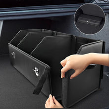 Load image into Gallery viewer, Car Trunk Foldable Black Leather Tools Storage Box Organizer Box Large Capacity For Toys Books Tools
