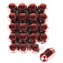Load image into Gallery viewer, Pack of 20 Red Locking Wheel Lug Nuts 1/2-20 Alloy Steel Custom Lug Nuts
