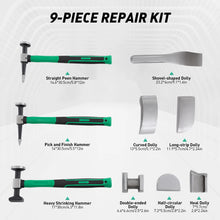 Load image into Gallery viewer, 9pcs Auto Body Repair Tool Kit, Sheet Metal Dent Repair Kit, Manual Dent Removal Tools Set 3 Hammers 6 Dollies 1 Carry Case
