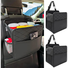 Load image into Gallery viewer, 2pcs Black Car Seatback Large Organizer With Storage Pockets, PU Leather Car Trash Bag 2.14 Gallon Large Capacity
