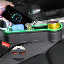 Load image into Gallery viewer, 2pcs Car Seat Gap Padding Storage Box With Cup Holder USB Charging  Stylish LED Light
