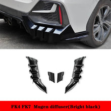 Load image into Gallery viewer, 4pcs Gloss Black Mugen Style Rear Bumper Lower Diffser Splitter For 2016-2020 Honda Civic FK7 JDM Modification Mugen Body Kit Rear Wrap Angle Rear Type R Spoiler
